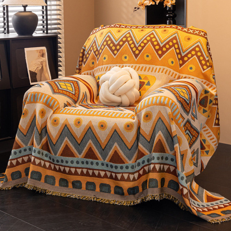 复古美式单人沙发盖布全包沙发巾高级感四季通用单人位沙发垫套罩