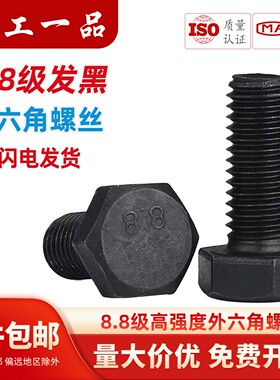 8.8级高强度外六角螺丝螺栓加长螺丝钉M3M4M5M6M8M10M12M16M20M