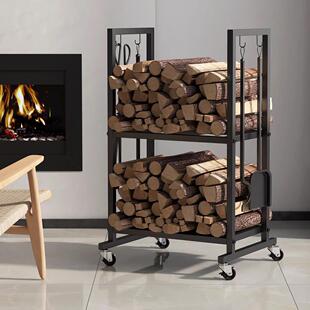 欧式铁艺壁炉木柴架柴火架木柴堆放架储木架摆放室内户外收纳架