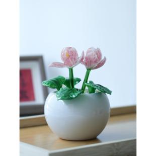 淄博琉璃手工艺品仙客来彷真花盆栽摆件家居桌面装饰礼品玄关摆设