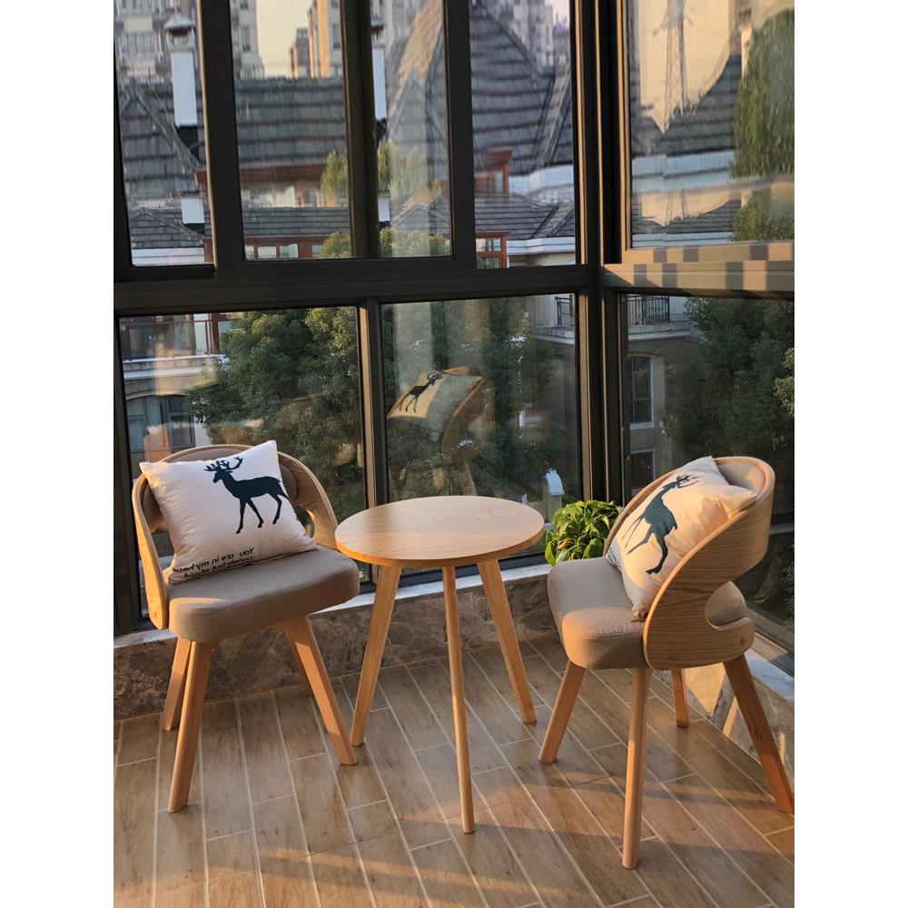 实木阳台喝茶桌椅组合小户型迷你小茶几三件套休闲懒人椅现代简约