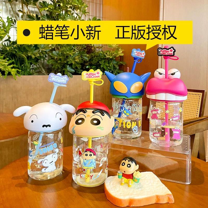 蜡笔小新吸管玻璃杯高硼硅耐高温杯子家用办公室水杯2025新款女生