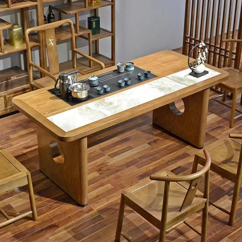 茶台实木茶桌椅组合烧水壶一体嵌入式功夫茶几办公室大板新中式桌
