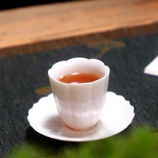 羊脂玉原白茶杯托盘陶瓷家用喝茶杯小号单杯主人杯功夫茶具品茗杯