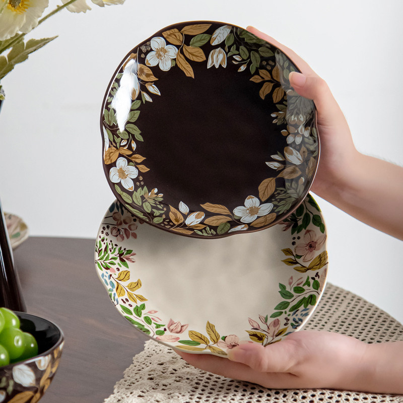 意式复古陶瓷碗盘家用陶瓷饭碗装菜盘子鱼盘汤碗整套装高级感餐具,餐饮具,盘,淘宝优惠券,粉丝福利购,淘宝优惠卷