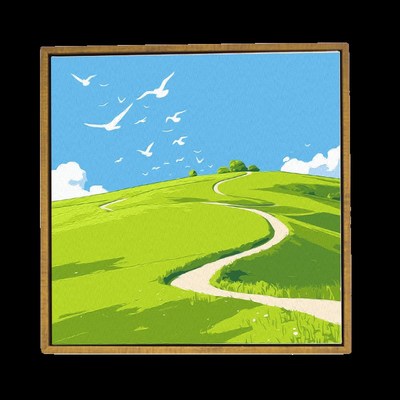 2024儿童数字油画手工diy油彩画春天风景手绘涂色填色画填充装饰