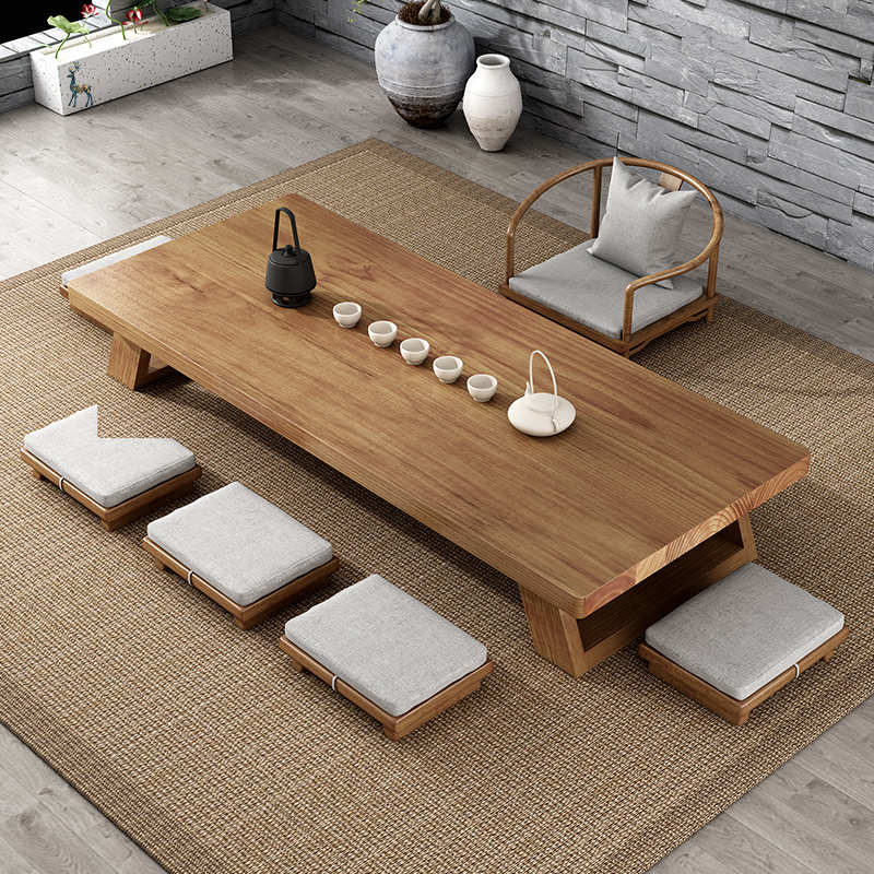 实木日式茶桌椅组合简约现代阳台矮几榻榻米茶几台禅意炕桌飘窗桌