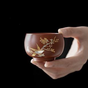 文创喜上眉梢紫砂主人杯功夫茶具个人专用大容量茶杯品茗杯 中式