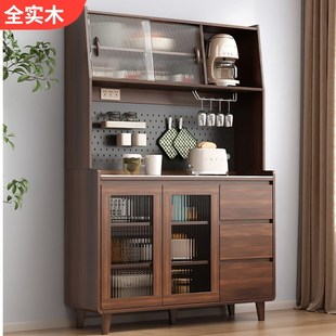餐边柜靠墙一体储物柜靠墙实木岩板餐边柜边柜轻奢高级感2025新款