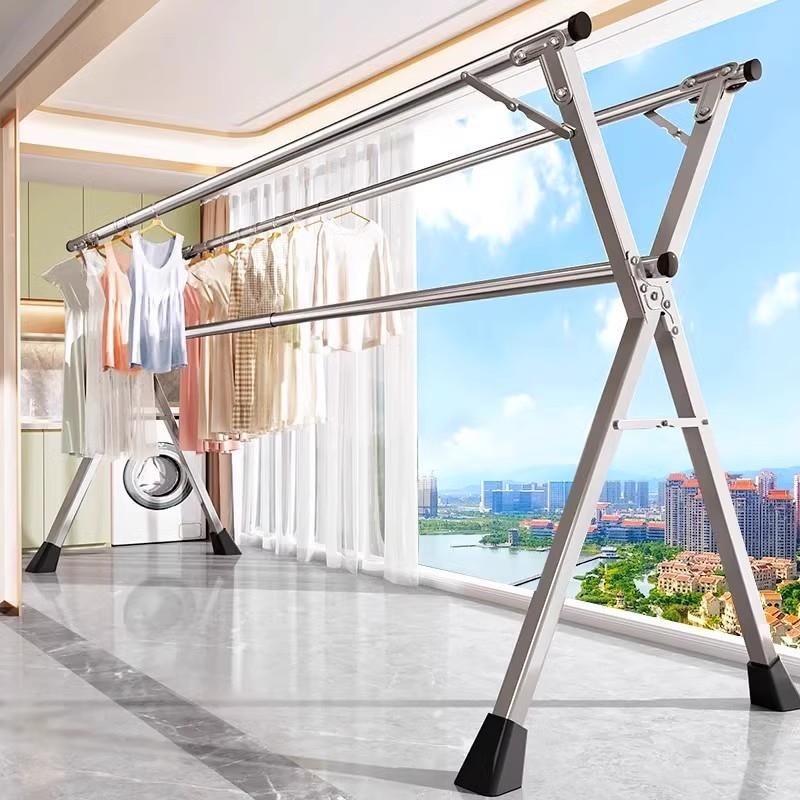 晾衣架落地折叠室内外阳台凉衣架子伸缩I可移动家用宿舍晒被子神