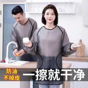 围裙韩版 新款 厨房家用围裙防水防油耐脏防静电工作服TPU免洗罩衣