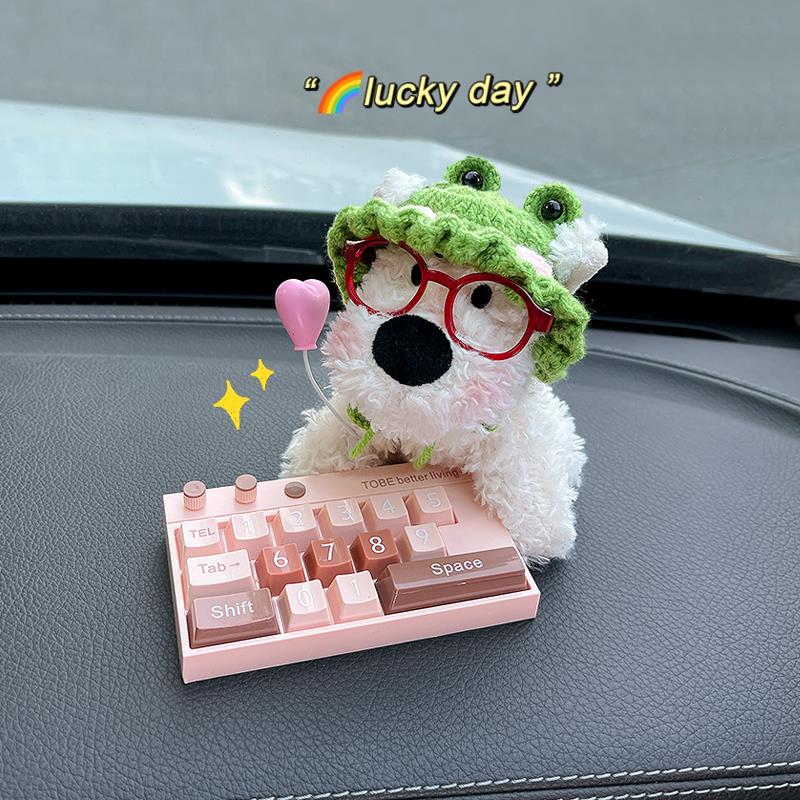 可爱西高地小狗玩偶公仔汽车临时停车移车挪车电话号码牌车载摆件