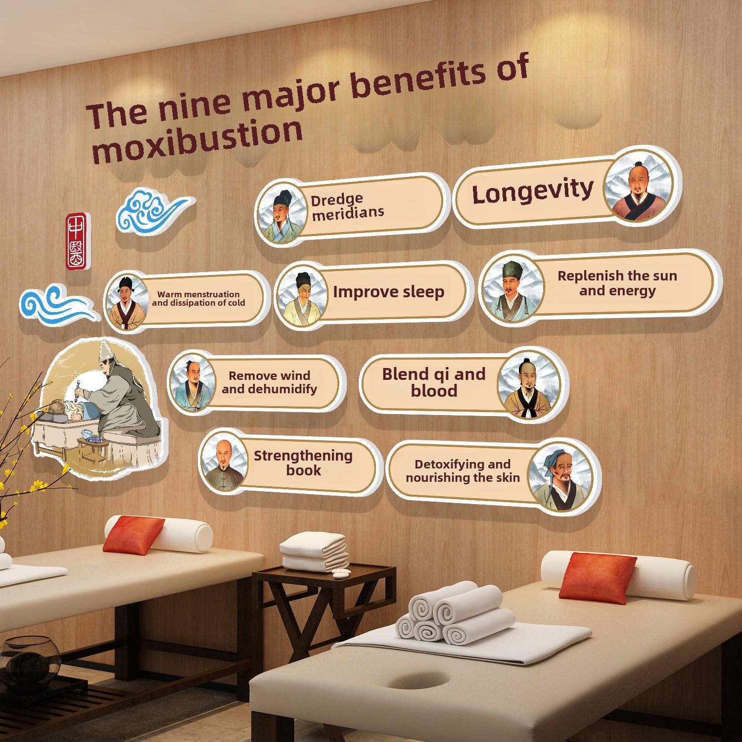 足疗按摩店装饰画中医养生馆背景文化形象墙贴壁纸美容院氛围布置