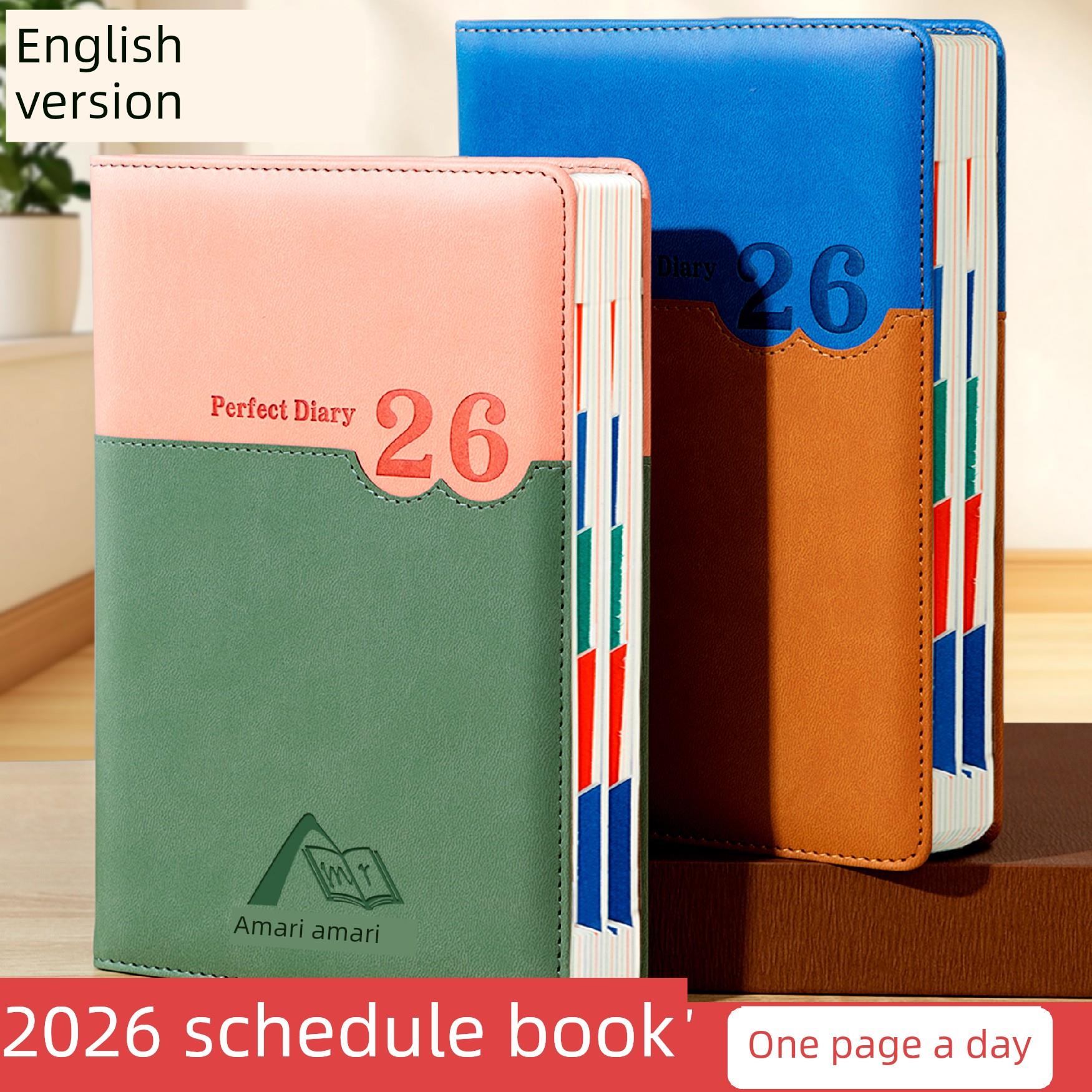 2026新时间表英文版A5商务办公记事本日历工作计画日历时间线365