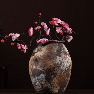 家居摆件 复古陶瓷手工花窑变粗陶花盆干花水培花插民宿酒店软装
