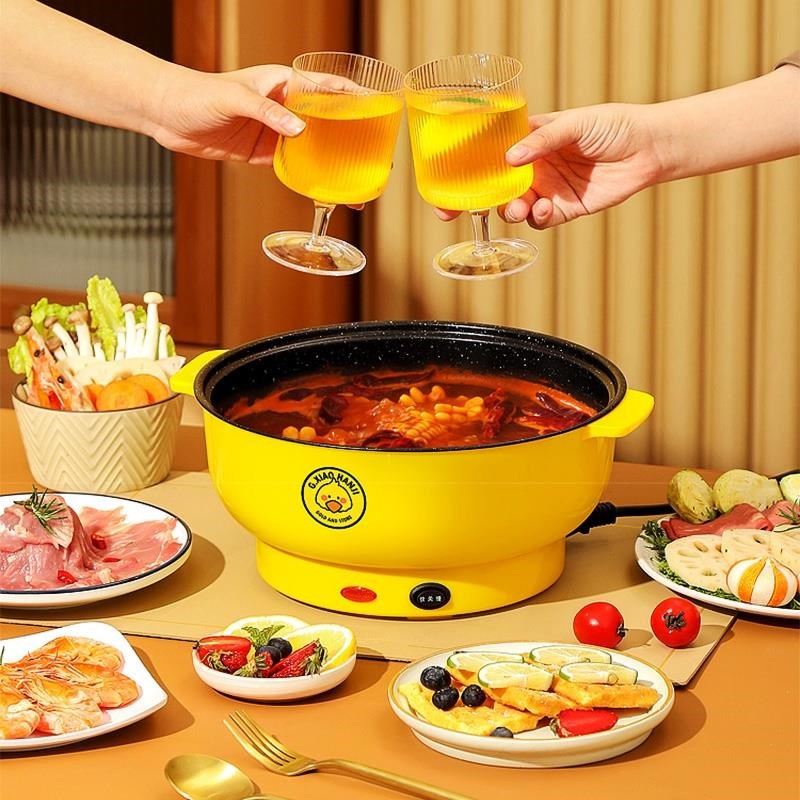 小火锅家用d2一3人双人小电火吃火锅泡面电锅一体宿舍火锅专用锅