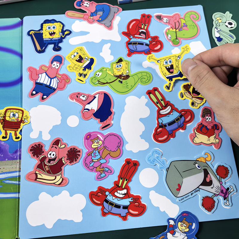海绵宝宝果冻贴纸书儿童卡通贴贴画0到3到6岁2男女孩宝宝益智玩具