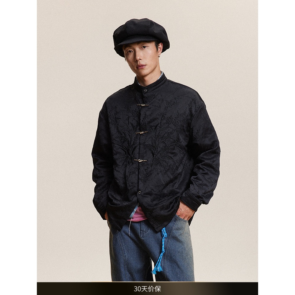 唐装中国风长袖衬衫男冷淡系外套高级感穿搭中式盘扣立领衬衣男款