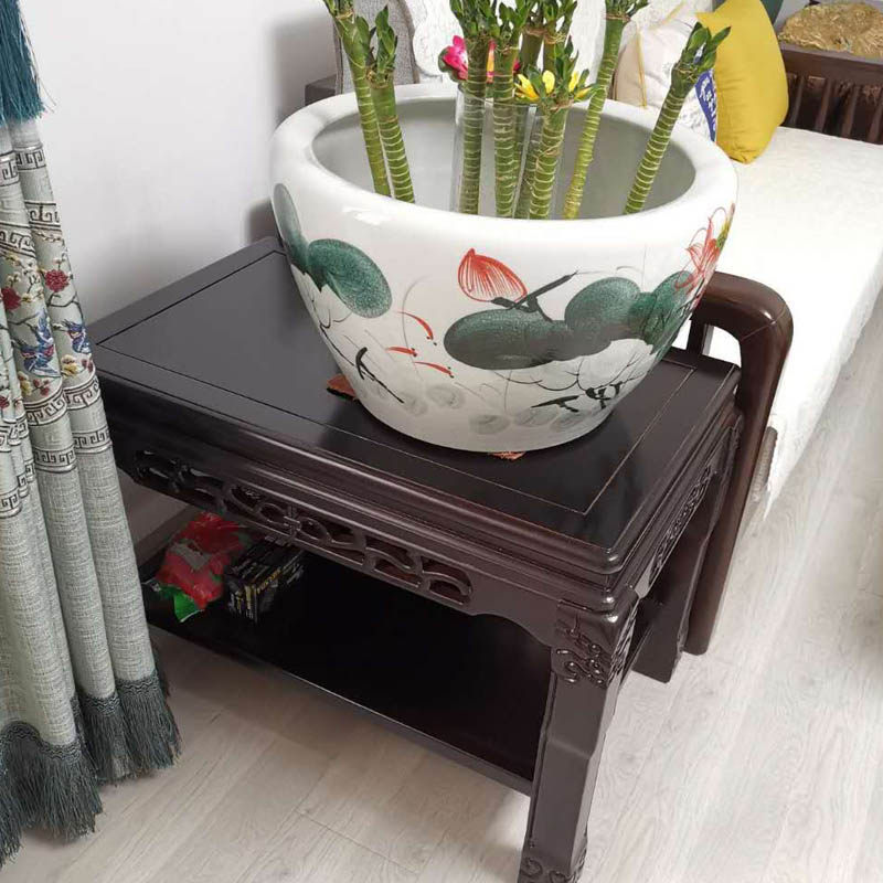 实木鱼缸架底座奇石桌摆台多层盆景花架中式长桌榆木花盆置物茶几