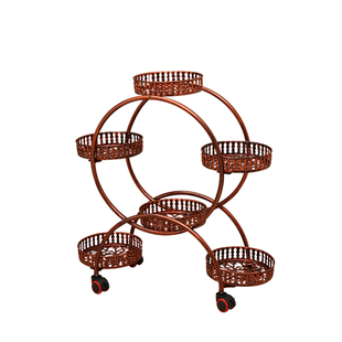 欧式带轮铁艺花架多层组装转角客厅简约田园盆景架移动置物架阳台