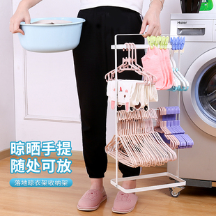 衣架收纳整理架阳台衣架收纳盒落地置物架晾衣架收纳架放衣架神器