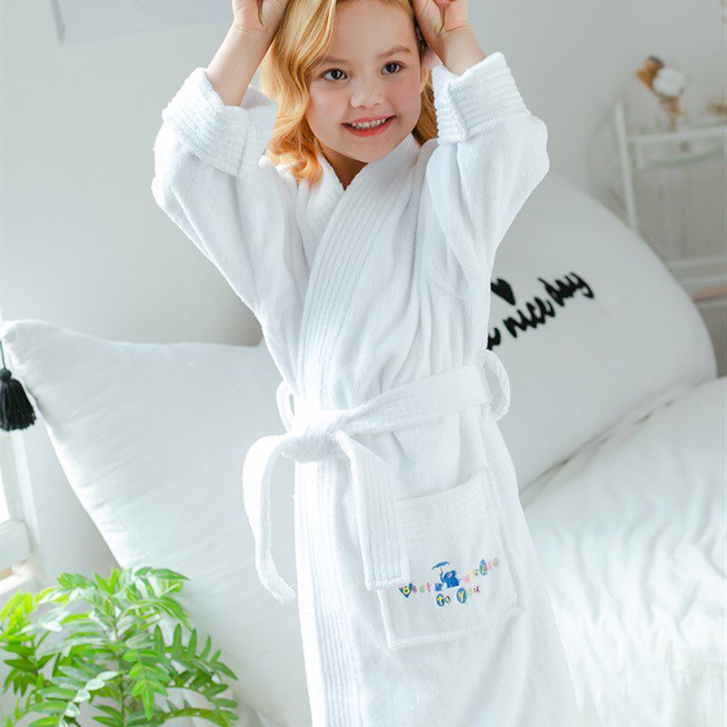 A类儿童纯棉毛巾浴袍男童女童春秋游泳吸水速干可穿浴巾浴衣睡袍