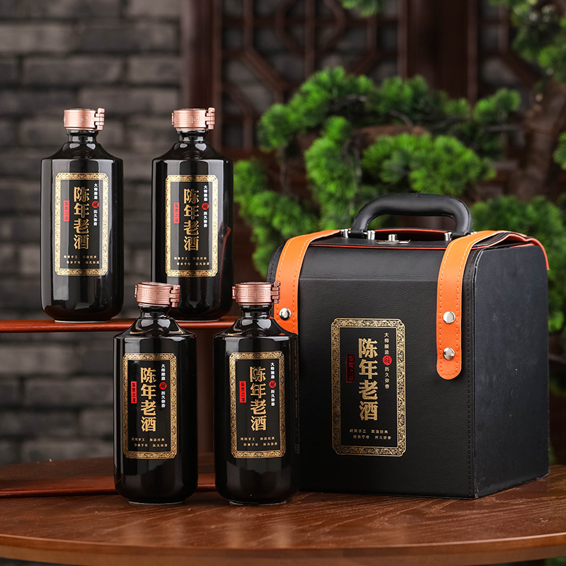 陶瓷酒瓶1斤装景德镇陶瓷酒壶带皮盒家用小空瓶密封存酒酒罐定制