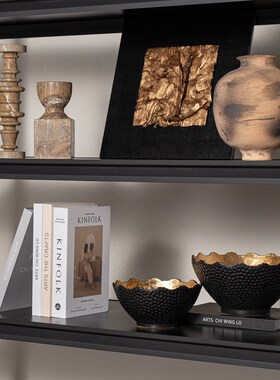 侘寂风样板间酒柜书架搭配组合售楼处客厅柜高级感家居装饰品摆件