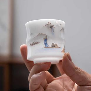 冰种玉瓷茶杯羊脂玉白瓷主人杯家用喝茶小杯子陶瓷功夫茶具品茗杯
