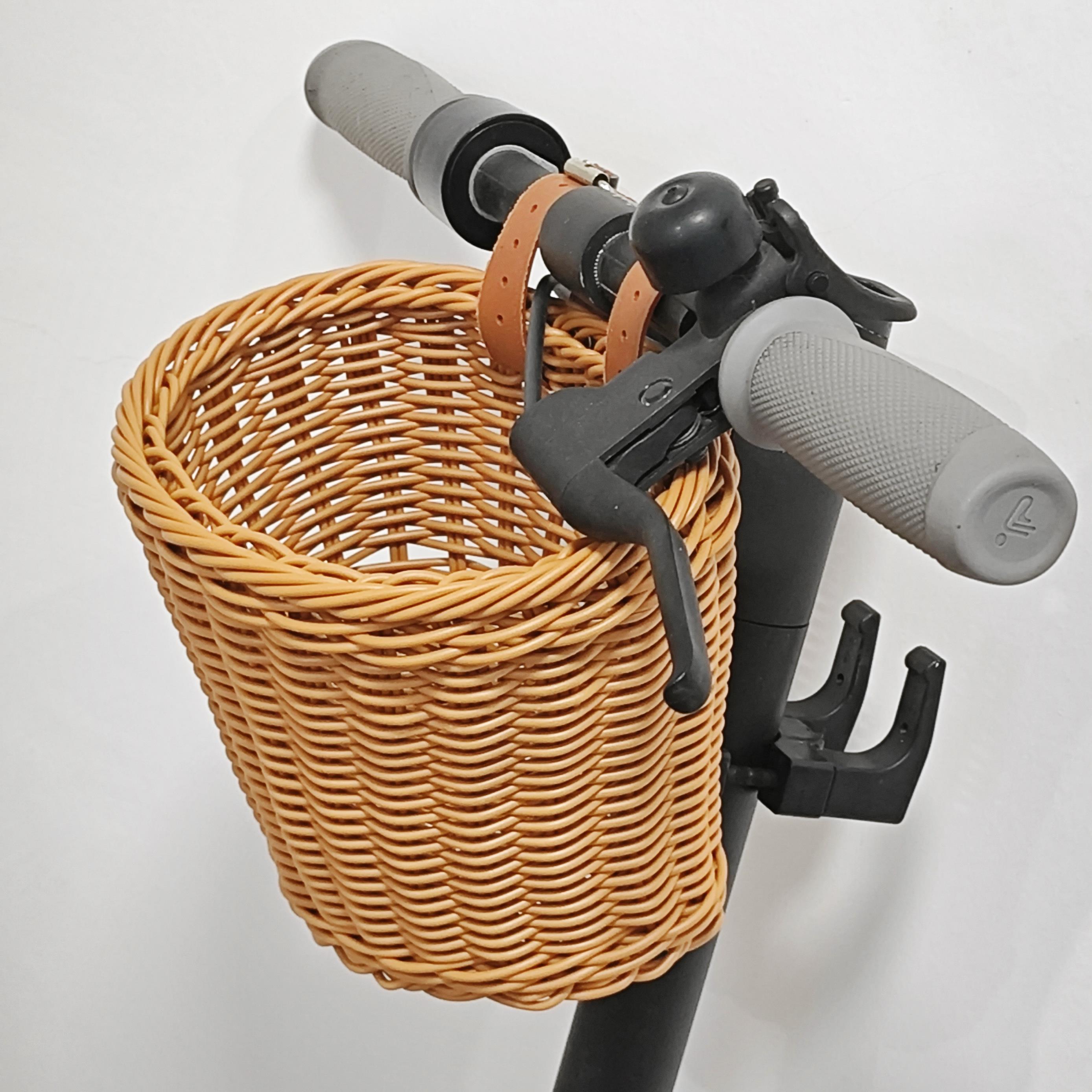 电动滑板车前置物兜挂物包前置物兜大容量放水瓶饮料草编车篮车筐