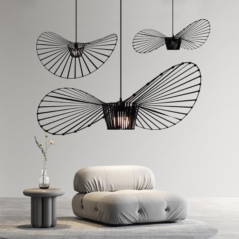 北欧极简客厅饭厅卧室衣帽间艺术帽子灯ins装饰loft法式草帽吊灯