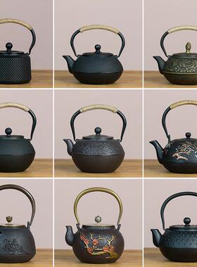 新中式酒店软装铸铁壶茶室样板房博古架装饰摆饰茶壶覆古日式铁壶