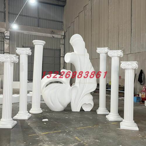 泡沫雕塑定制 鸢尾花罗马柱婚庆飘带拱门欧式复古舞台装饰道具