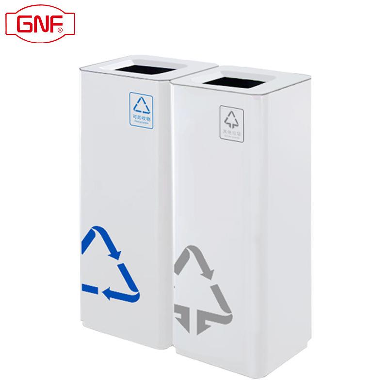 白色分类无盖垃圾桶方形商用大容量商场酒店地铁餐厅大厦4S店