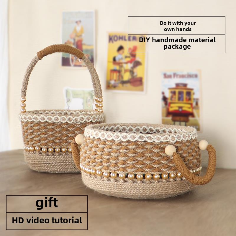手工DIY材料包光盘软柄篮子4毫米麻绳编织编织编织材料包