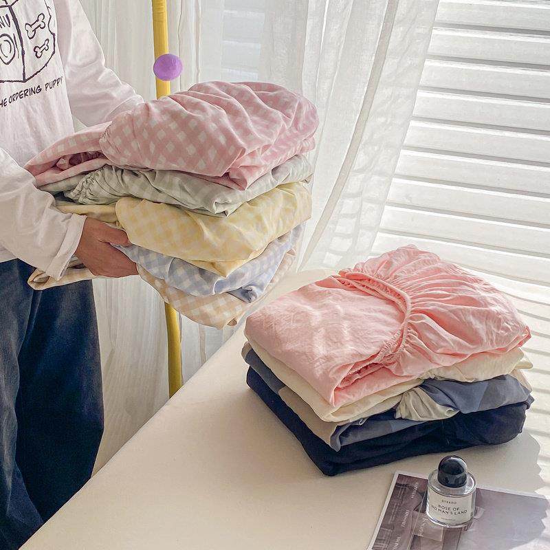 水洗棉纯色床笠单件全包围床罩床垫褥子保护套学生宿舍三件式床组,床上用品,床笠,淘宝优惠券,粉丝福利购,淘宝优惠卷