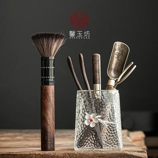茶艺用具 馨玉坊锤纹玻璃茶道六君子办公家用茶夹茶笔茶配件套装