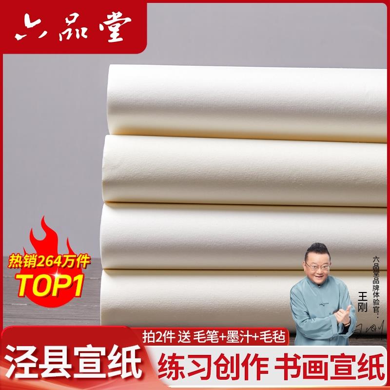 六品堂宣纸书法专用纸作品纸国画初学者书法专用半生半熟毛边纸练
