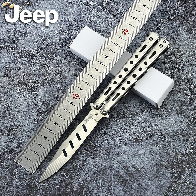 JEEP未开刃蝴蝶刀可折叠刀练习刀