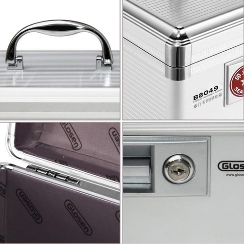 金隆兴B049印章箱铝合金高档带锁银行专用手提财务印章盒现货