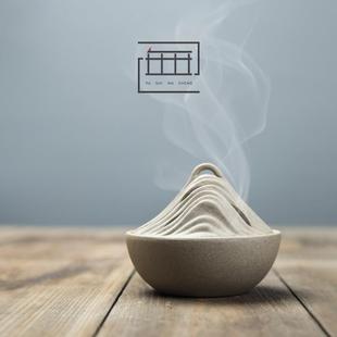 班意 粗陶复古风禅意熏香炉 山峦叠嶂盘香炉 陶瓷家用室内檀香炉