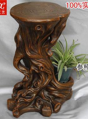 假山流水喷泉风水轮摆件仿木根雕树脂工艺品底座盆景盆栽花架