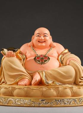 镇宅家用大肚弥勒佛像 红衣弥勒神像居家宽体笑佛 招财弥勒佛摆件