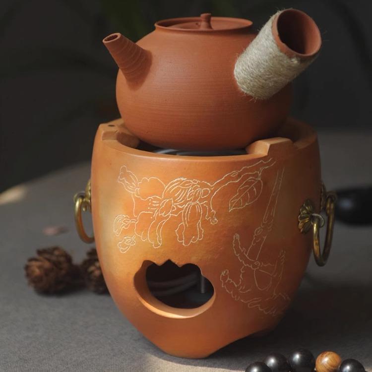 潮人茶事红泥电丝炉繁花电热丝煮茶炉家用茶室工夫电炉多档位静音