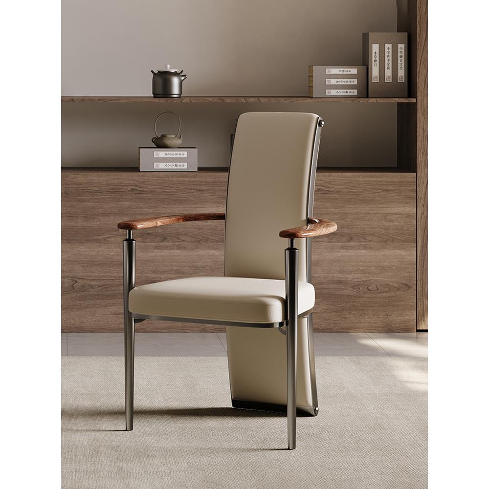 意大利无障碍豪华茶桌主客椅2025新款茶室椅胡桃木实木扶手设计师