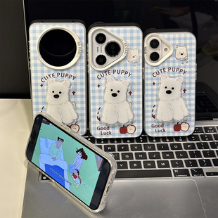 适用苹果17Pro手机壳iPhone15max小米16华为mate70pura80k60荣耀400vivox100note14reno13 蓝格纹西高地新款
