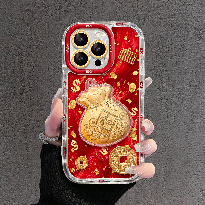 红色新年福袋金币新款适用苹果17Pro手机壳iPhone16max12小米15华为mate80pura70k60nova14荣耀300x200iqoo13