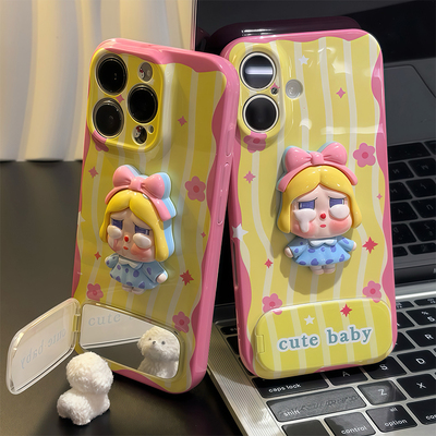 立体哭娃支架新款适用苹果17Pro手机壳iPhone16max小米15华为mate70pura80k60nova14iqoo13荣耀300vivox200
