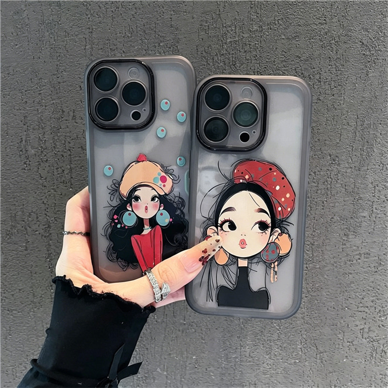 帽子女孩适用iPhone17Promax手机壳苹果16华为mate70Reno14小米15Y200P60nova13note14X100K70findx8magic7