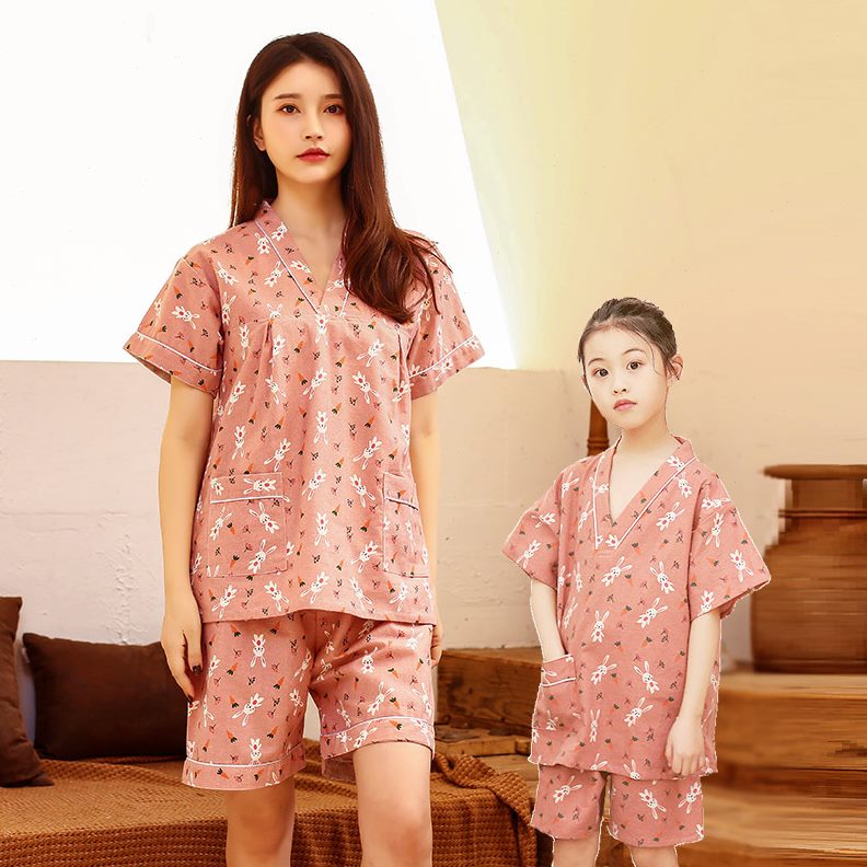 汗蒸服女宝宝高档母女装桑拿童款小童服亲子纯棉儿童小女孩服大浴